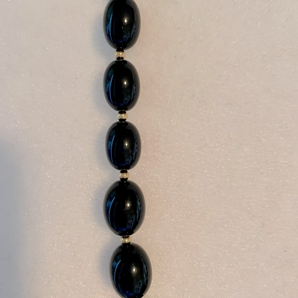 Vintage Monet Black and Gold Beaded Necklace - Picture 2 of 5